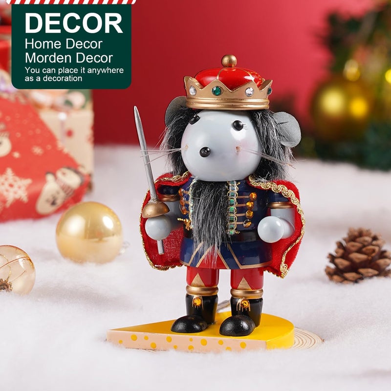 BXO Store Christmas Decorations Nutcracker Ornament,6.3 Inch Wooden Traditional Nutcracker,Festive Collectible Christmas Nutcracker,Painted Nutcracker Figures Party Tabletop Thanksgiving Decor(Mouse King) - Image 4